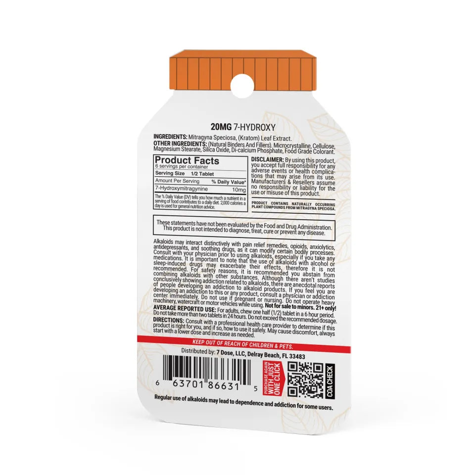 20mg 7-Hydroxy Tablets - Mango - 3ct