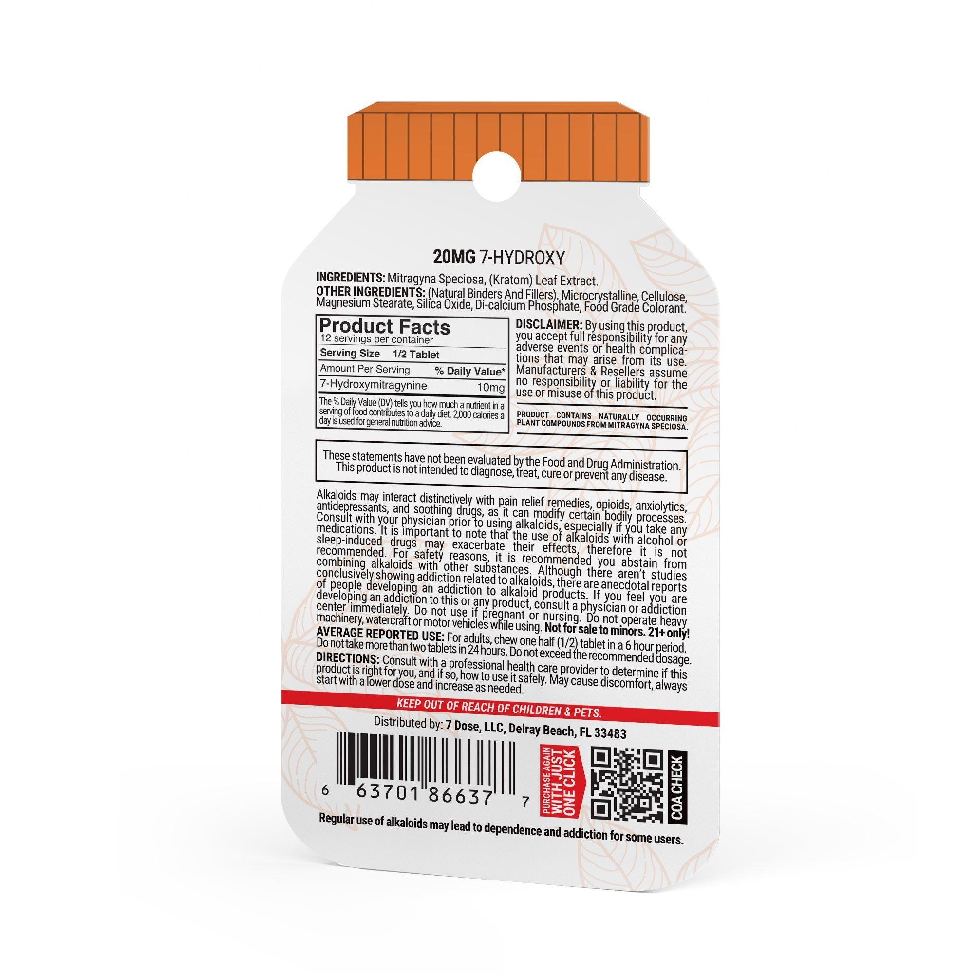 20mg 7-Hydroxy Tablets - Mango - 6ct